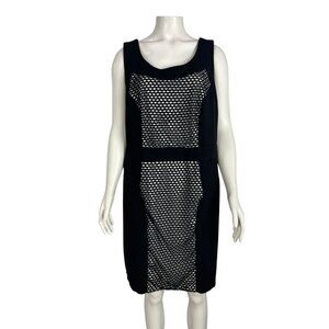 Lane Bryant Womens Pencil Dress 22 Black Mesh Panel Sleeveless Cocktail Zip Back
